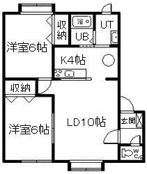 バイオレットAB棟(2LDK/2階)の間取り写真