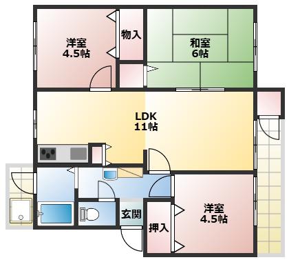 狩口台38号棟(3LDK/5階)の間取り写真