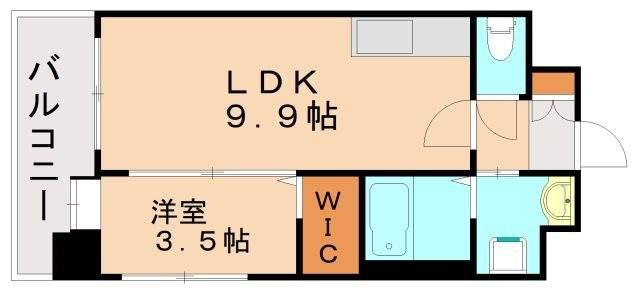 ルッシェ竹下駅前(1LDK/10階)の間取り写真