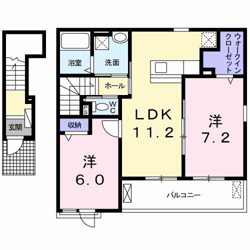 ルミエール ヴォアレA(2LDK/2階)の間取り写真