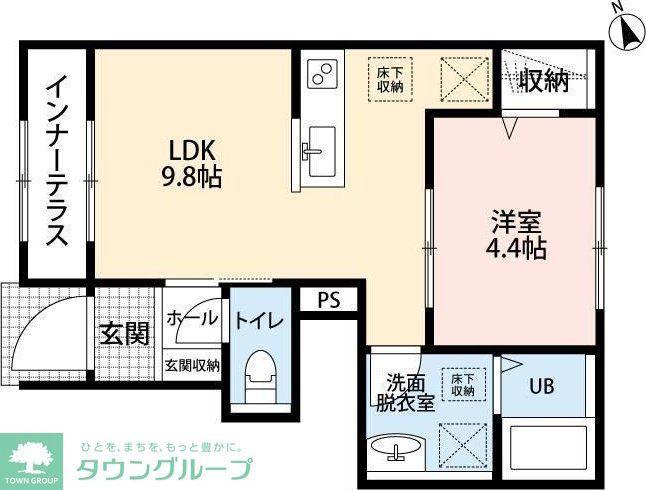 リーブルファイン北坂戸駅前(1LDK/1階)の間取り写真