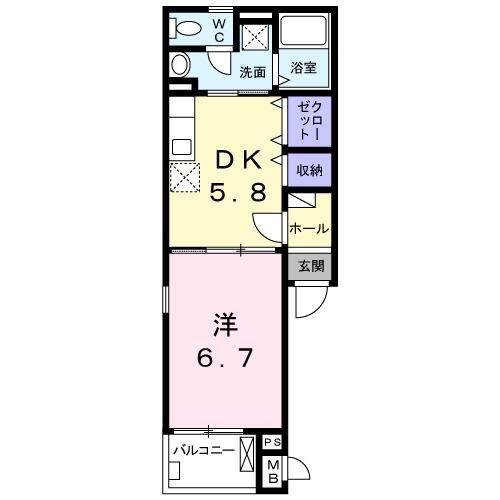 UT浮間(1DK/1階)の間取り写真