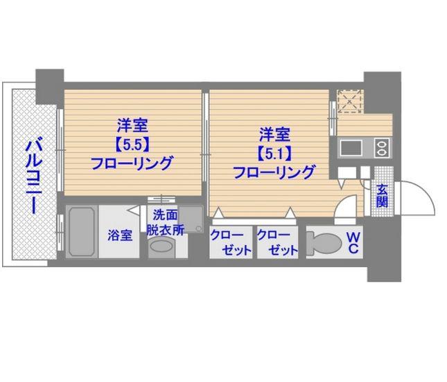 エンクレスト薬院LUCE(2K/10階)の間取り写真