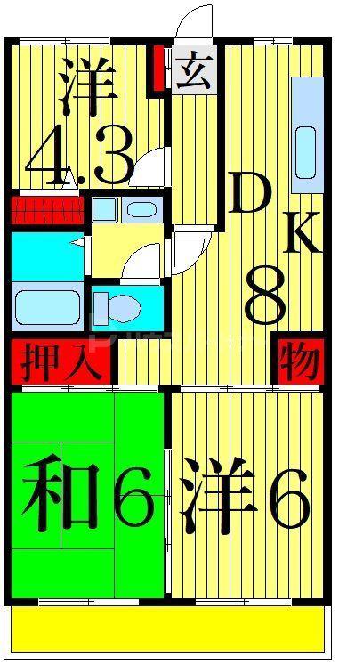 KODAヒルズ新小岩(3DK/1階)の間取り写真