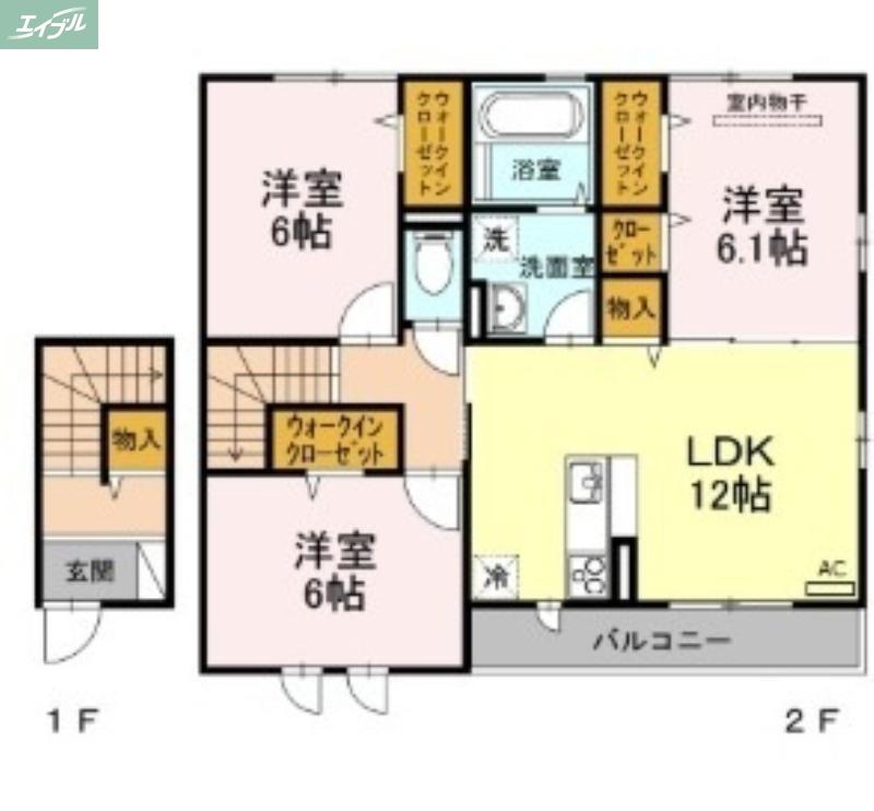 イル ヴィラージュ B棟(3LDK/2階)の間取り写真
