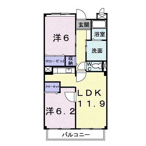 ファインロイテ(2LDK/3階)の間取り写真