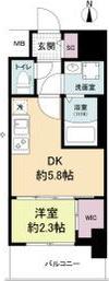セレニテ江坂グランデ(1DK/6階)の間取り写真