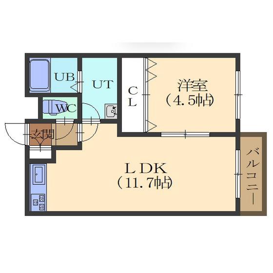 ユニBOX.4(1LDK/4階)の間取り写真