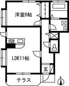 サウスアヴェニュー(1LDK/1階)の間取り写真