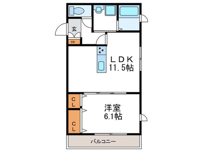 ユアメゾン桂(1LDK/2階)の間取り写真