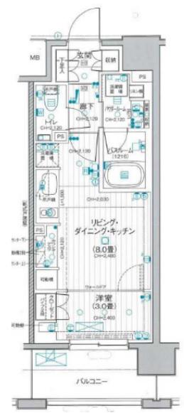デュオステージ横濱桜木町(1LDK/6階)の間取り写真