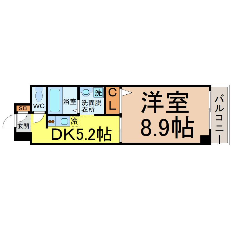 トリニティM3(1DK/6階)の間取り写真