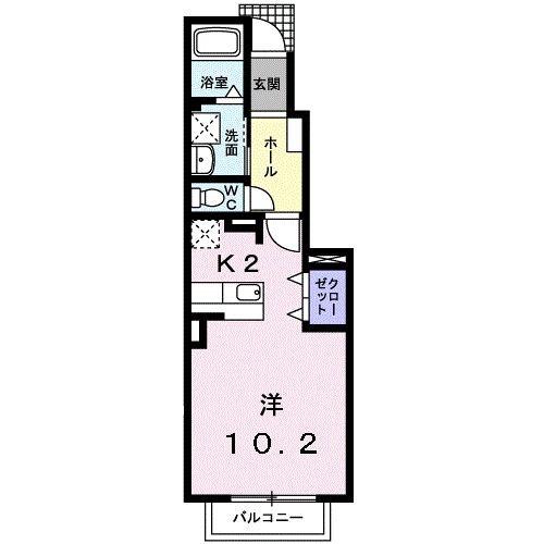 ペイザージュ(1K/1階)の間取り写真