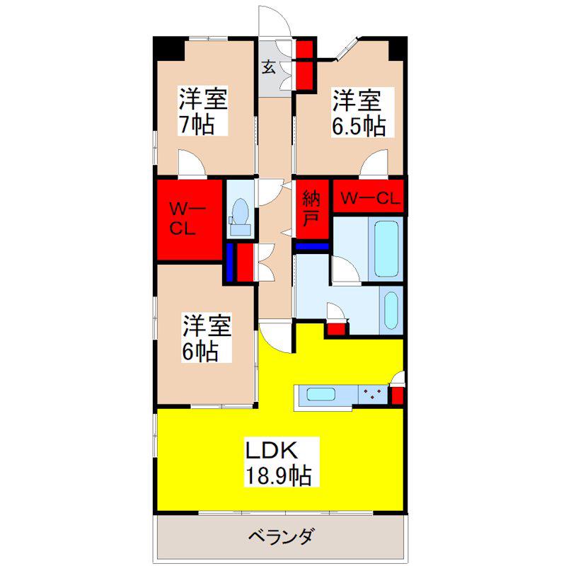 レーベン守谷中央REALA(3LDK/13階)の間取り写真