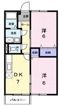 エヴァーグリーン上田(2DK/2階)の間取り写真