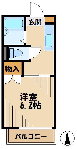ヴェルボナール(1K/2階)の間取り写真