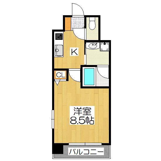 ベラジオ京都西院ウエストシティII(1K/6階)の間取り写真