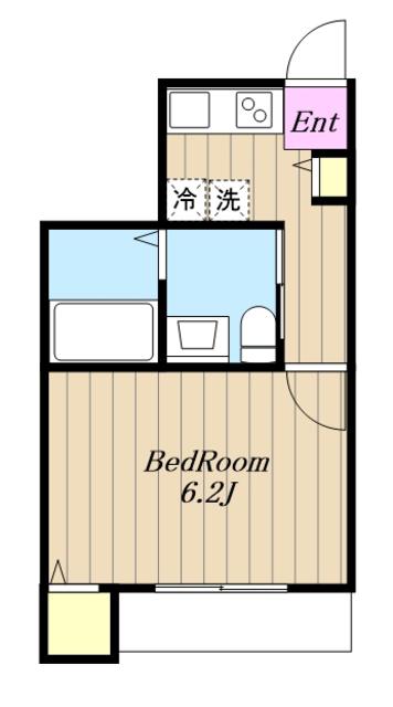 中新田A号棟(1K/2階)の間取り写真