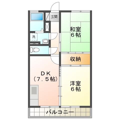 福永コーポ(2DK/4階)の間取り写真