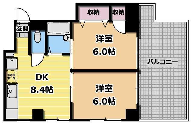 西川ビル(2DK/3階)の間取り写真