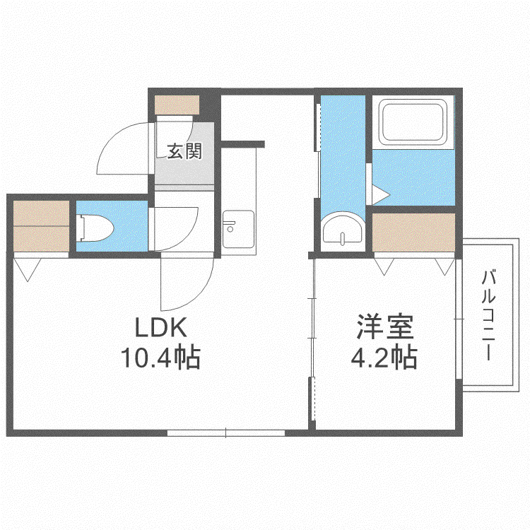 ビナーリオ旭山公園通(1LDK/2階)の間取り写真