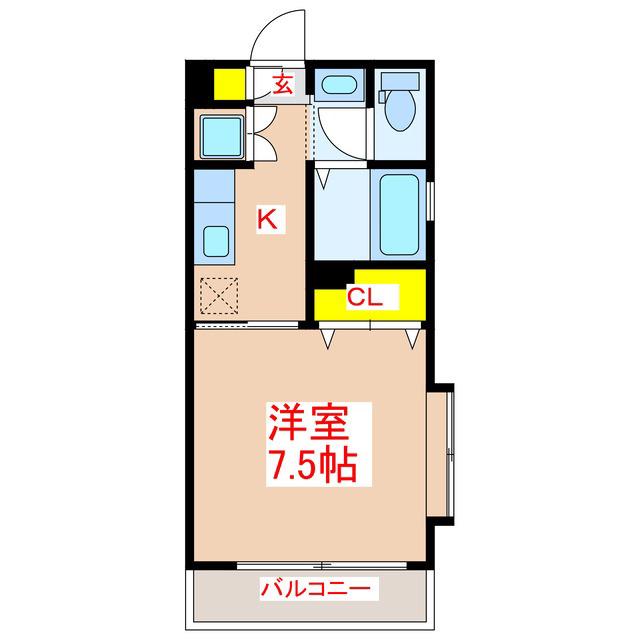 ヴェスタ(1K/2階)の間取り写真