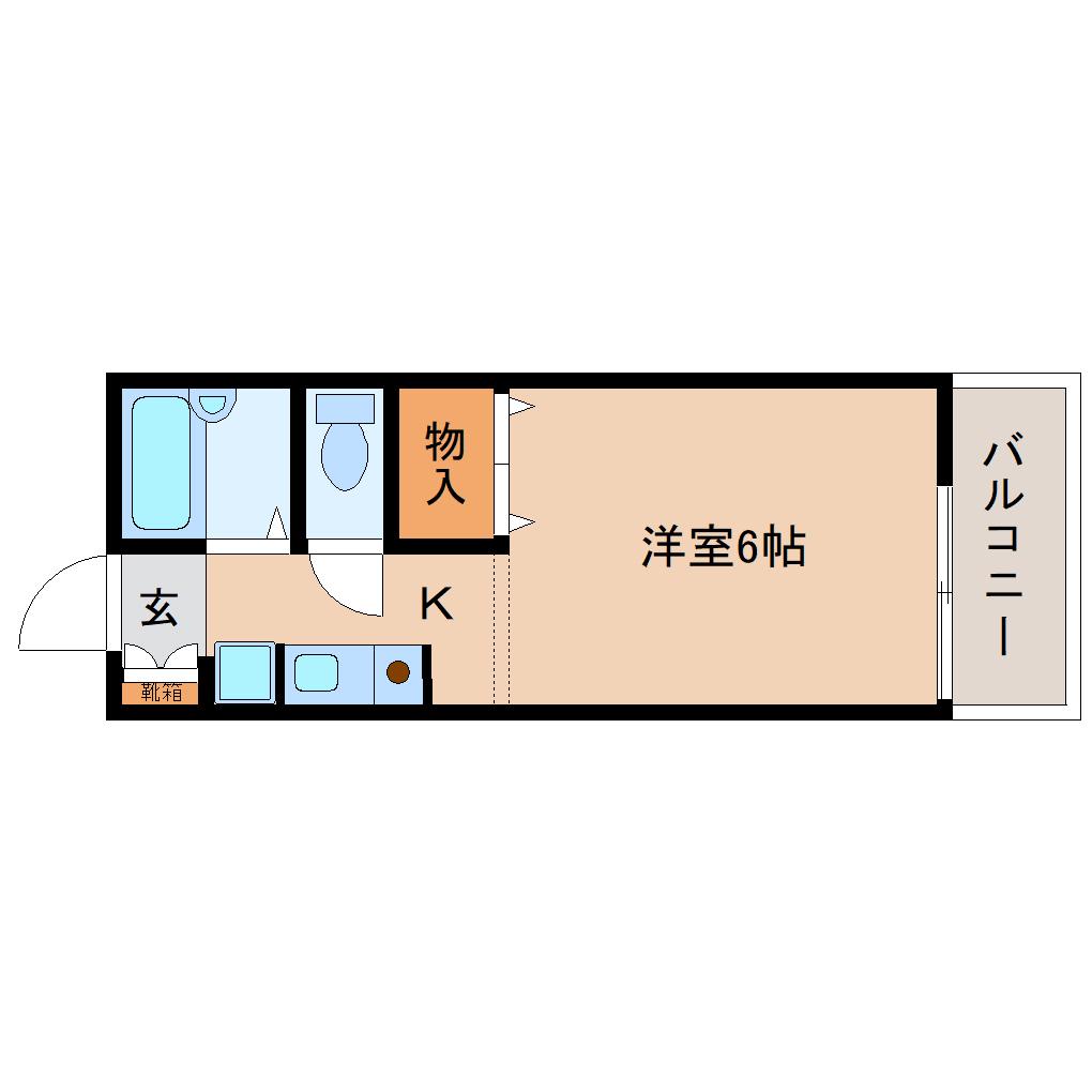 フルール22(1K/1階)の間取り写真