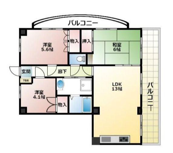珈琲館ビル(3LDK/4階)の間取り写真