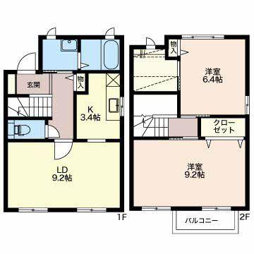 タンドル シャトー(2LDK/1階)の間取り写真