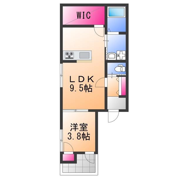 百舌鳥陵南町PJ(1LDK/2階)の間取り写真