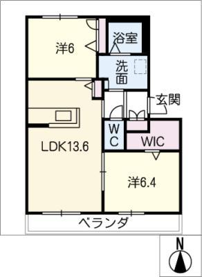 カーサ ブラーノ(2LDK/1階)の間取り写真