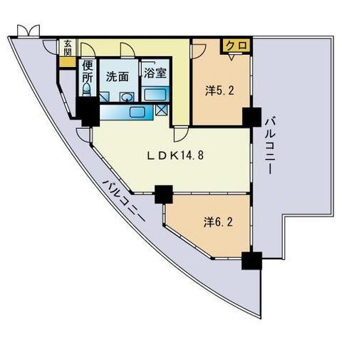 クレセントビル(2LDK/5階)の間取り写真