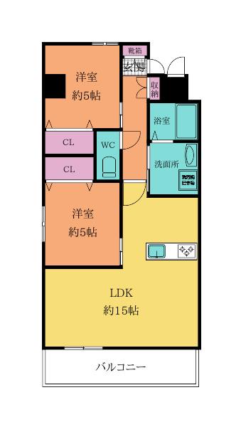 STUDIE小文字通スタディコモンジドオリ(2LDK/3階)の間取り写真