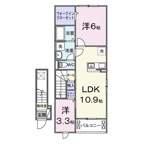 ファビオネスト駒沢(2LDK/2階)の間取り写真
