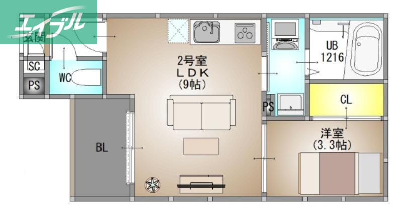 REGALEST 法界院(1LDK/2階)の間取り写真