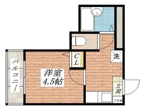 イーズ南春日丘(1K/4階)の間取り写真