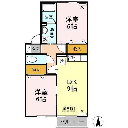 エクレールSYOU B(2DK/2階)の間取り写真