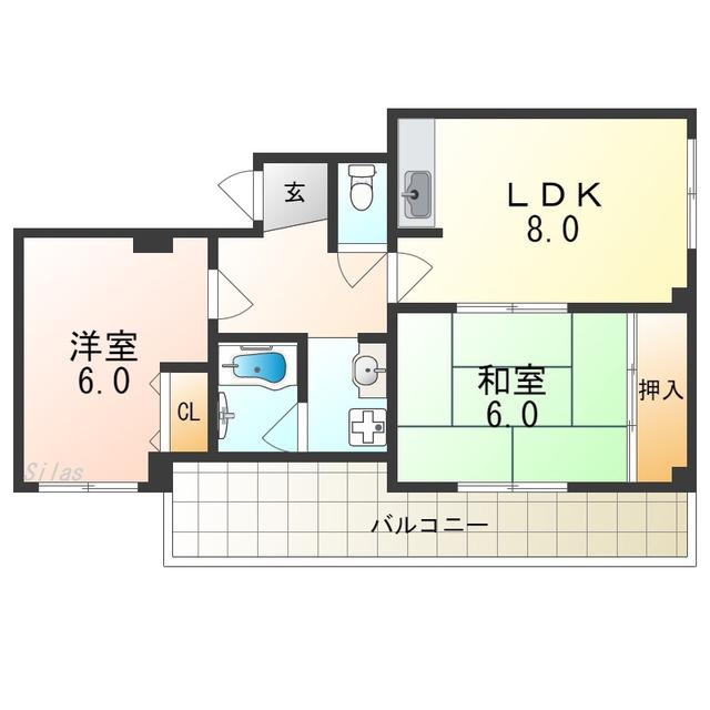 シャルマンエイト(2LDK/6階)の間取り写真