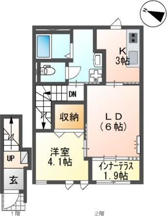 FELIVITA(1LDK/2階)の間取り写真