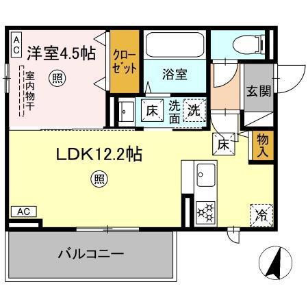 イーストプレイス須屋(1LDK/1階)の間取り写真