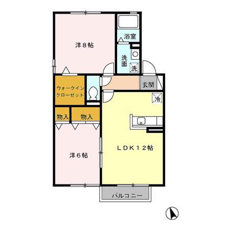 ツインコートポエム(2LDK/2階)の間取り写真