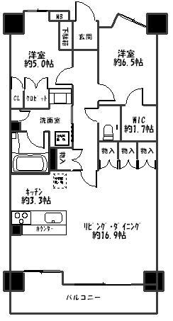 ジュエルコート熊谷(2LDK/9階)の間取り写真