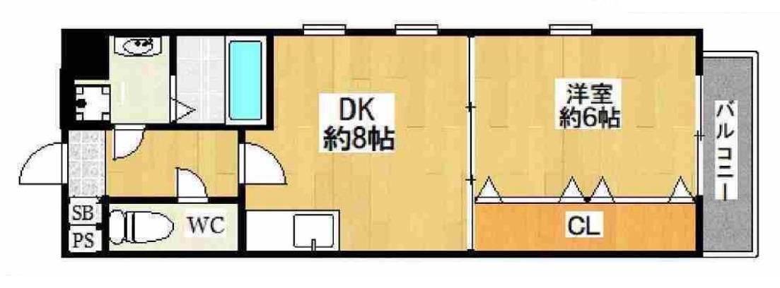 ビエラ江戸堀(1DK/10階)の間取り写真