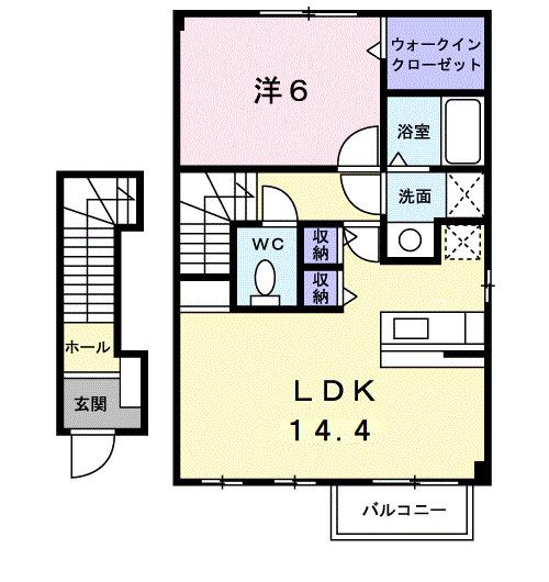 シャン・ミリューIII(1LDK/2階)の間取り写真