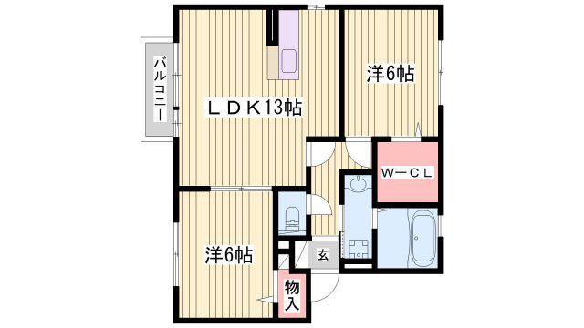 ヴィ ボヌール(2LDK/2階)の間取り写真