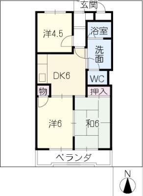 第一千寿ビル(3DK/2階)の間取り写真