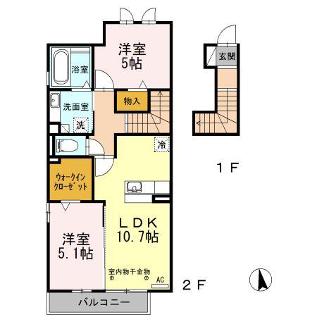 セジュール稲穂(2LDK/2階)の間取り写真