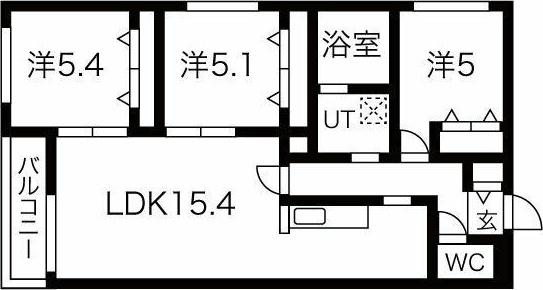 RUAN福住(3LDK/3階)の間取り写真
