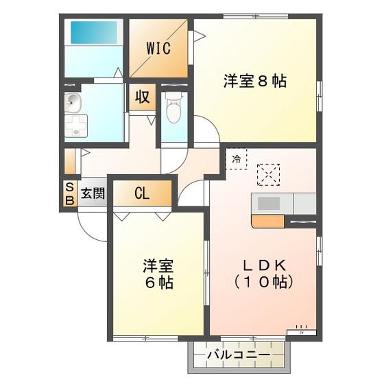 パピルス(2LDK/1階)の間取り写真