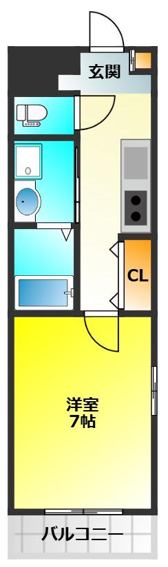 LIFEFIELD諸岡(1K/2階)の間取り写真